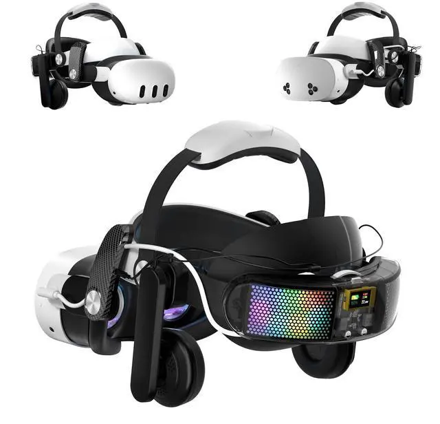 Main image of Head Strap for Meta Quest 3/3S, Audio VR Head Strap with 10000mAh Battery & Detachable Speakers, Charge and Use Headphones Simultaneously, Carbon Fiber Design, Fast Charging VR Accessories