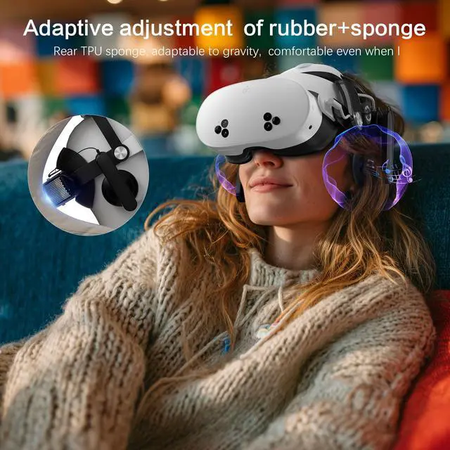 Alt view image 5 of 7 - Head Strap for Meta Quest 3/3S, Audio VR Head Strap with 10000mAh Battery & Detachable Speakers, Charge and Use Headphones Simultaneously, Carbon Fiber Design, Fast Charging VR Accessories