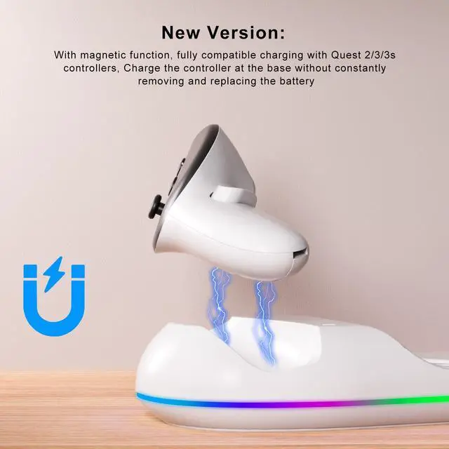 Alt view image 6 of 7 - GearSpire 30W Fast Charging Dock Station for Quest 2/3/3S, White RGB LED Stand with USB-C Fast Charging, Controller Charger, VR Headset Accessories30