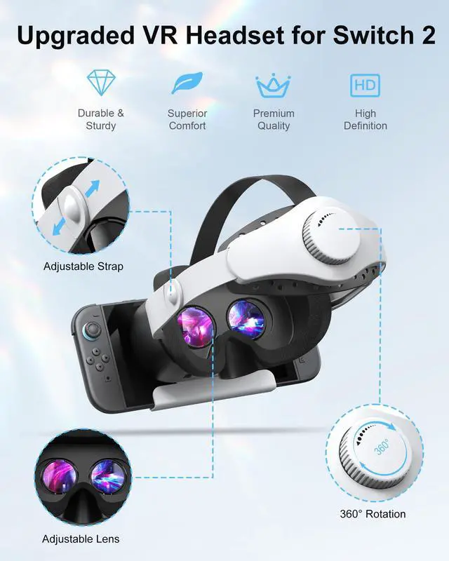 Alt view image 4 of 7 - Upgraded VR Headset Compatible with Nintendo Switch 2 (2025), Switch 2 Virtual Reality VR Glasses with Adjustable HD Lenses and Comfortable Head Strap, Virtual Boy 3D Goggles for Switch 2 Accessories