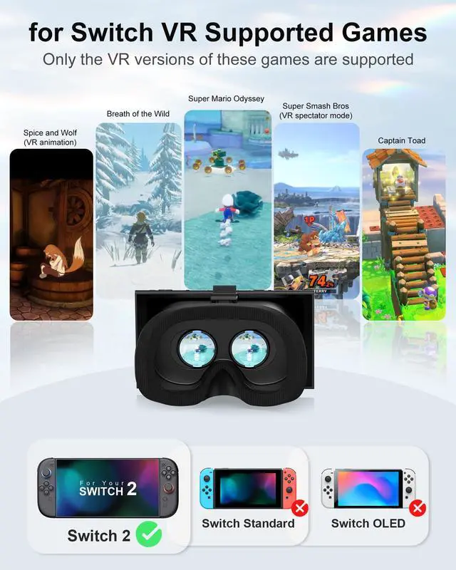 Alt view image 2 of 7 - Upgraded VR Headset Compatible with Nintendo Switch 2 (2025), Switch 2 Virtual Reality VR Glasses with Adjustable HD Lenses and Comfortable Head Strap, Virtual Boy 3D Goggles for Switch 2 Accessories