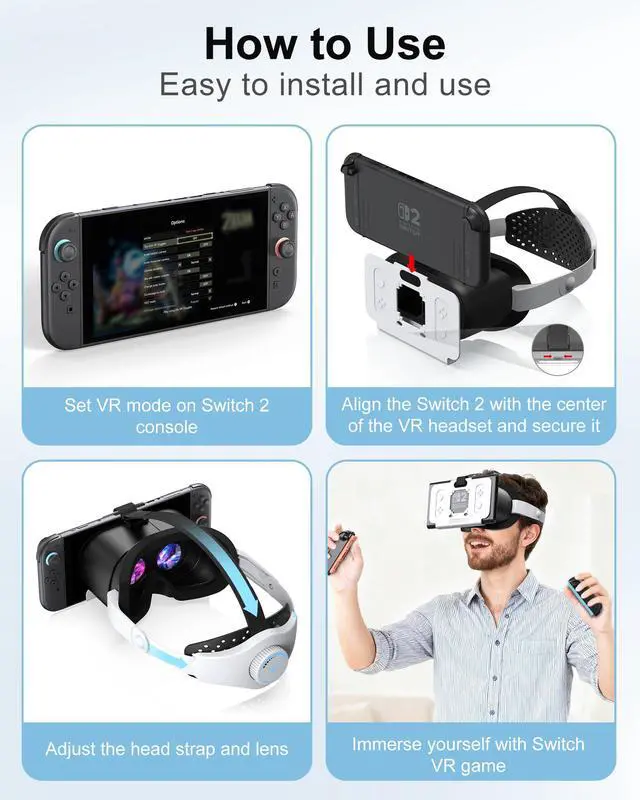Alt view image 6 of 7 - Upgraded VR Headset Compatible with Nintendo Switch 2 (2025), Switch 2 Virtual Reality VR Glasses with Adjustable HD Lenses and Comfortable Head Strap, Virtual Boy 3D Goggles for Switch 2 Accessories