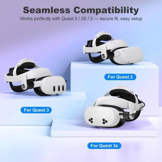 Alt view image 2 of 7 - Head Strap for Meta Quest 3S/3/2, 6700mAh Hot-Swap Batteries for Oculus Head Strap Extend 2-3Hrs,Dual Dial Adjustable VR Headset Strap for Weight Balance, Reduce Facial Stress-MQ4000