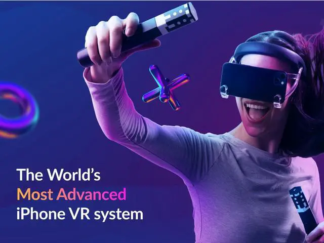 Alt view image 2 of 6 - | 4 | Next-gen iPhone VR Headset with 2 Motion Controllers, Free Apps, PC VR and Mixed Reality Support | Paint in 3D, Watch Spatial Videos, and More