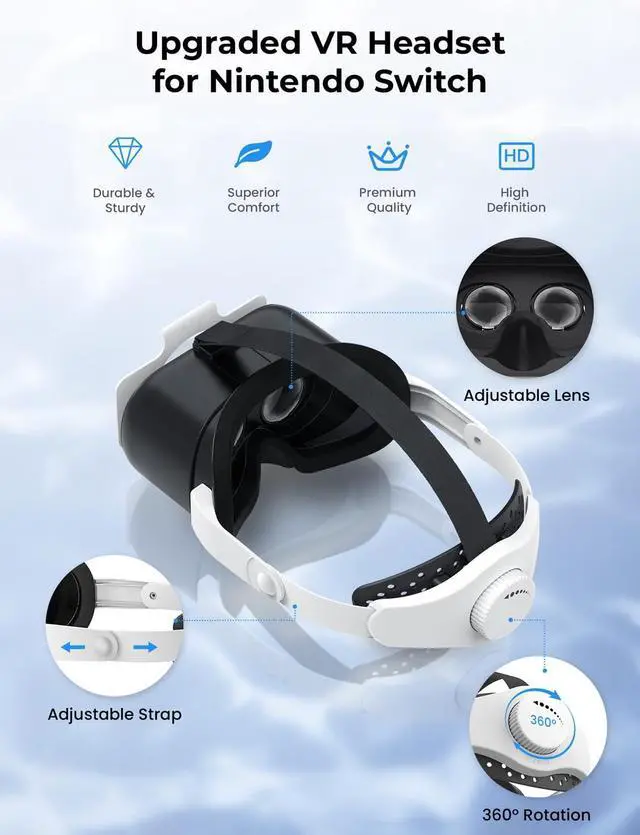 Alt view image 2 of 7 - Upgraded VR Headset for Nintendo Switch, Switch OLED Model Virtual Reality Glasses with Adjustable HD Lenses and Head Strap, Labo VR Kit 3D Goggles Accessory