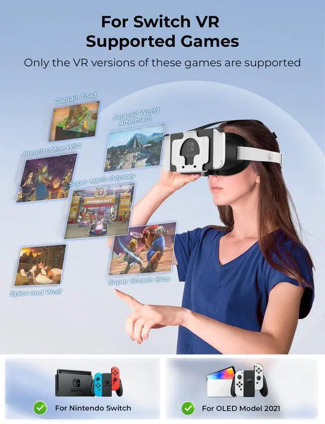 Alt view image 3 of 7 - Upgraded VR Headset for Nintendo Switch, Switch OLED Model Virtual Reality Glasses with Adjustable HD Lenses and Head Strap, Labo VR Kit 3D Goggles Accessory