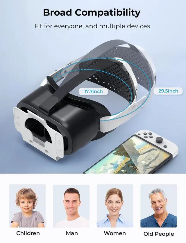 Alt view image 4 of 7 - Upgraded VR Headset for Nintendo Switch, Switch OLED Model Virtual Reality Glasses with Adjustable HD Lenses and Head Strap, Labo VR Kit 3D Goggles Accessory