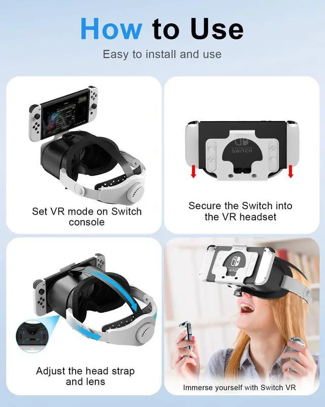 Alt view image 5 of 7 - Upgraded VR Headset for Nintendo Switch, Switch OLED Model Virtual Reality Glasses with Adjustable HD Lenses and Head Strap, Labo VR Kit 3D Goggles Accessory