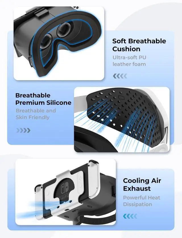Alt view image 6 of 7 - Upgraded VR Headset for Nintendo Switch, Switch OLED Model Virtual Reality Glasses with Adjustable HD Lenses and Head Strap, Labo VR Kit 3D Goggles Accessory