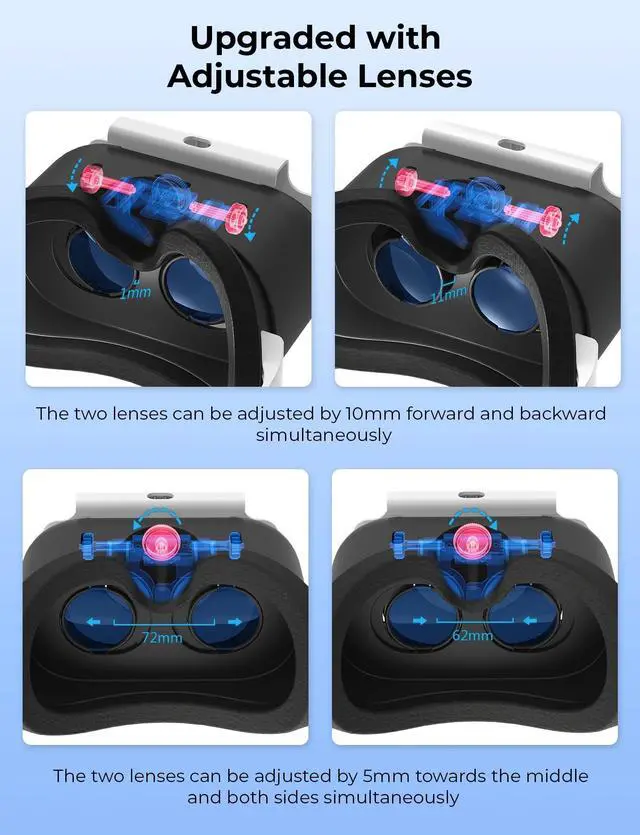 Alt view image 7 of 7 - Upgraded VR Headset for Nintendo Switch, Switch OLED Model Virtual Reality Glasses with Adjustable HD Lenses and Head Strap, Labo VR Kit 3D Goggles Accessory