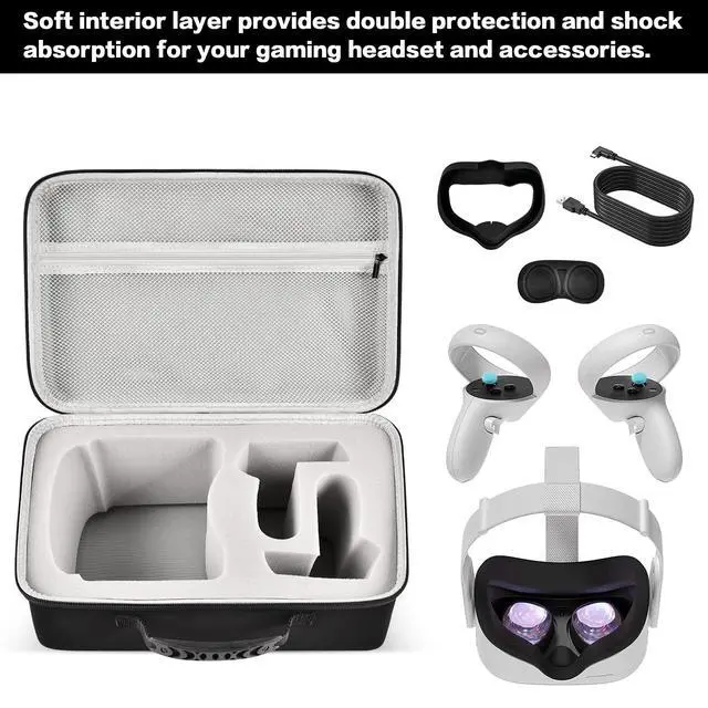 Alt view image 5 of 7 - Hard Carrying Case for Meta Quest 3S/3/2 Headset, Inside Grey