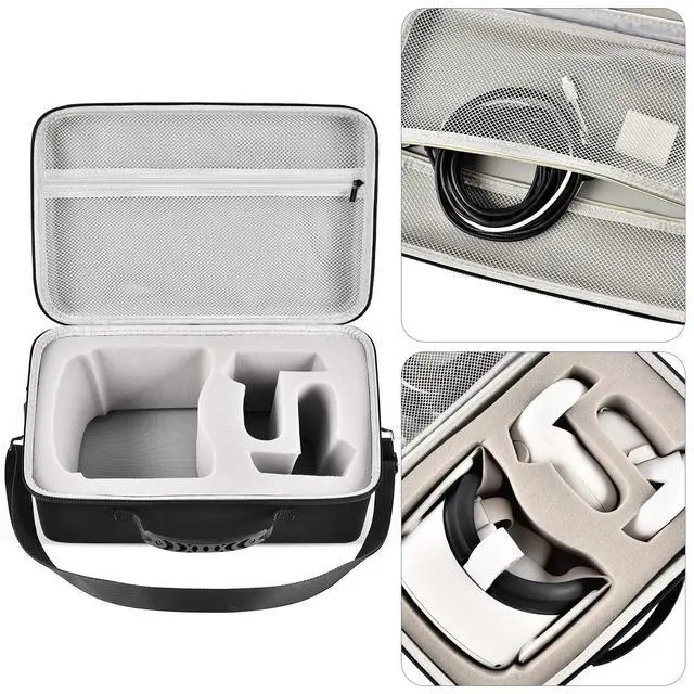 Alt view image 4 of 7 - Hard Carrying Case for Meta Quest 3S/3/2 Headset, Inside Grey