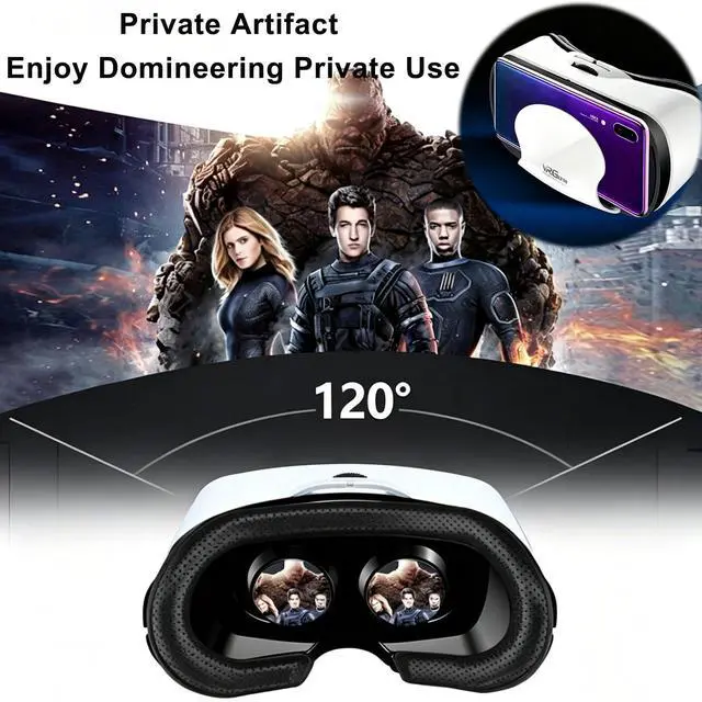 Alt view image 4 of 4 - Virtual Reality Headset for Phone with Controller, 3D VR Glasses Adjustable VR Virtual Reality Goggles, Compatible 5.0-7.0 inch for iPhone & Android, for Movies