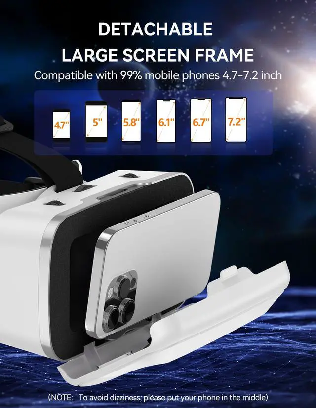 Alt view image 6 of 7 - VR Headset for Phone with Controller, Virtual Reality Headsets with HD 110°FOV Anti-Blue Light Lenses & Adjustable Gears, 3D VR Headset for Kids Compatible iPhone Samsung Android 4.7-7.2"