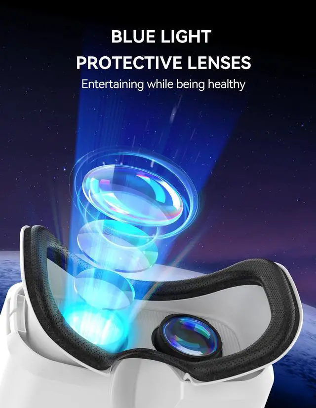 Alt view image 5 of 7 - VR Headset for Phone with Controller, Virtual Reality Headsets with HD 110°FOV Anti-Blue Light Lenses & Adjustable Gears, 3D VR Headset for Kids Compatible iPhone Samsung Android 4.7-7.2"