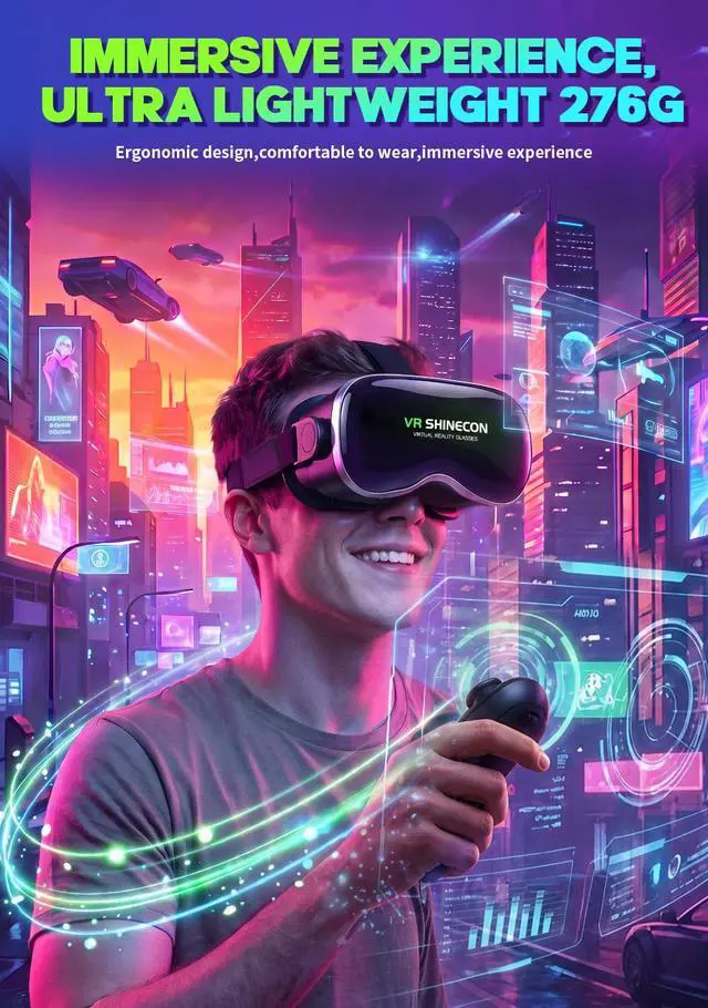 Alt view image 7 of 7 - VR Headset with Bluetooth Controller, HD Aspheric Lenses, Adjustable Focus & IPD Universal Fit for 4.77" Smartphones with Heat Dissipation Design