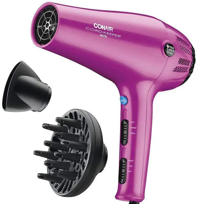 Main image of Hair Dryer with Diffuser and Concentrator, 1875W, Pink