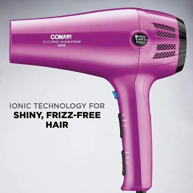 Alt view image 4 of 6 - Hair Dryer with Diffuser and Concentrator, 1875W, Pink