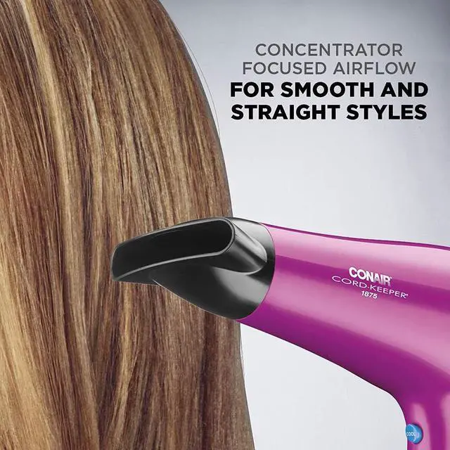 Alt view image 6 of 6 - Hair Dryer with Diffuser and Concentrator, 1875W, Pink