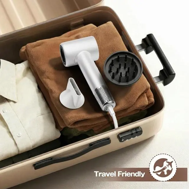 Alt view image 7 of 7 - Upgrade Hair Dryer with Diffuser &Nozzle,High-Speed Ionic Blow Dryer, White
