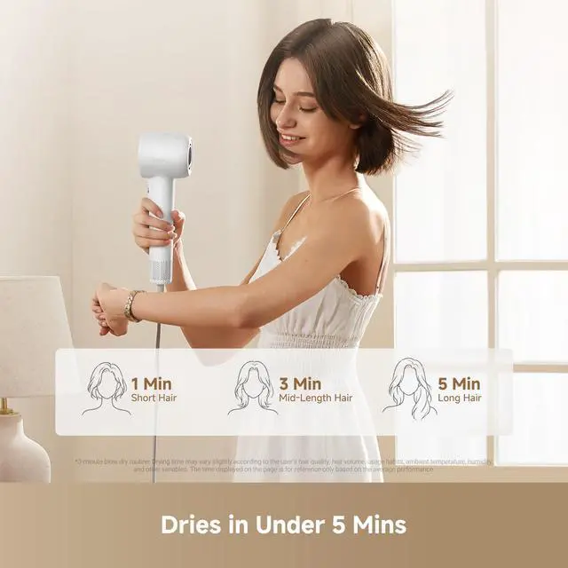 Alt view image 2 of 7 - Gleam Travel Hair Dryer for Women, 110,000RPM High Speed Hair Blower with Diffusers, Fast Drying, 200M Negative Ions for Frizz-Free, Smart Heat Control, Compact Hair Dryer