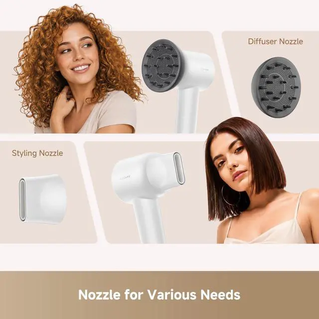Alt view image 3 of 7 - Gleam Travel Hair Dryer for Women, 110,000RPM High Speed Hair Blower with Diffusers, Fast Drying, 200M Negative Ions for Frizz-Free, Smart Heat Control, Compact Hair Dryer