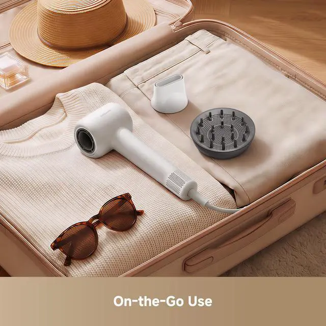 Alt view image 6 of 7 - Gleam Travel Hair Dryer for Women, 110,000RPM High Speed Hair Blower with Diffusers, Fast Drying, 200M Negative Ions for Frizz-Free, Smart Heat Control, Compact Hair Dryer