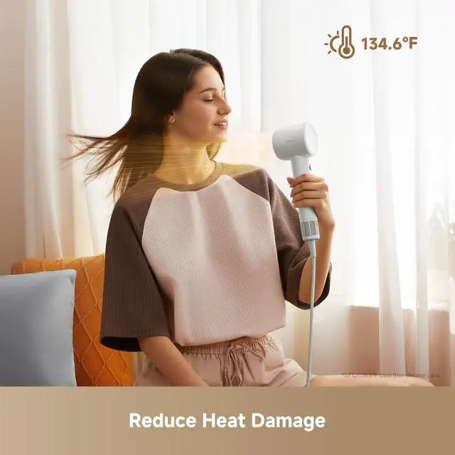Alt view image 4 of 7 - Gleam Travel Hair Dryer for Women, 110,000RPM High Speed Hair Blower with Diffusers, Fast Drying, 200M Negative Ions for Frizz-Free, Smart Heat Control, Compact Hair Dryer