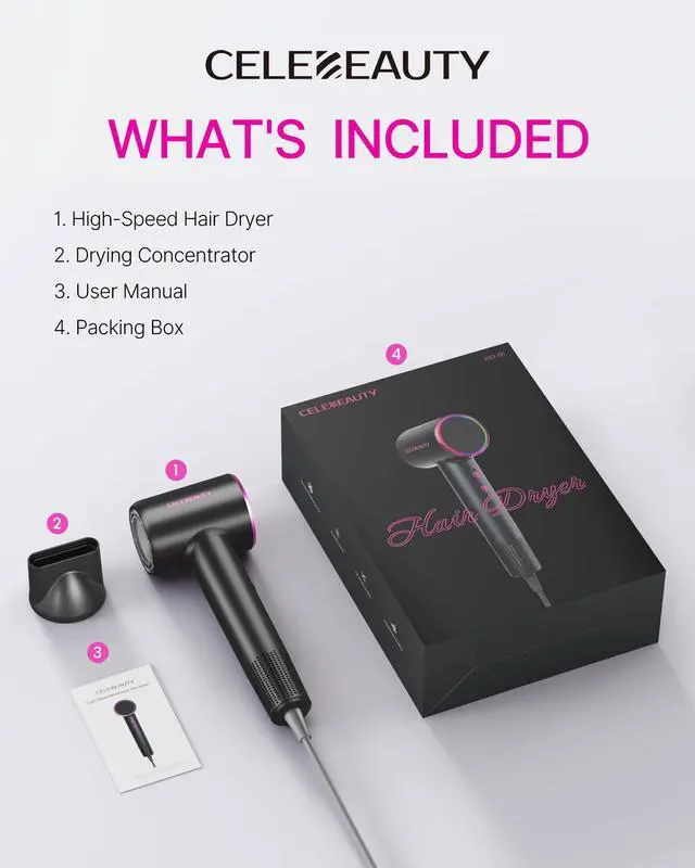 Alt view image 6 of 7 - Ionic Hair Dryer with Concentrator, Lightweight and Low Noise