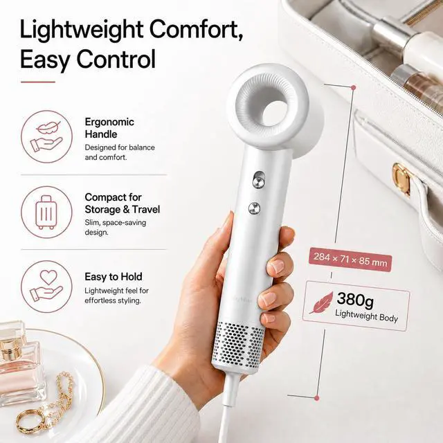 Alt view image 5 of 7 - High-Speed Hair Dryer with Diffuser, 160,000 RPM Brushless Motor