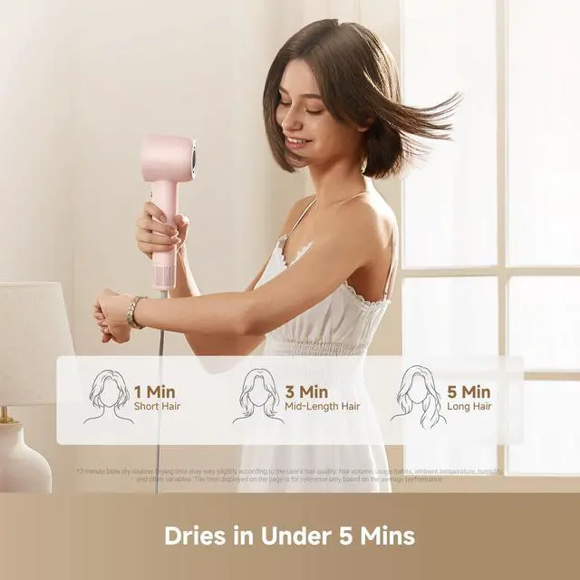 Alt view image 2 of 7 - Gleam Travel Hair Dryer for Women, 110,000RPM High Speed Hair Blower with Diffusers, Fast Drying, 200M Negative Ions for Frizz-Free, Smart Heat Control, Compact Hair Dryer