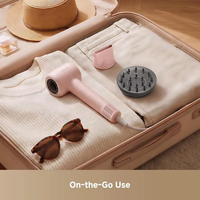 Alt view image 6 of 7 - Gleam Travel Hair Dryer for Women, 110,000RPM High Speed Hair Blower with Diffusers, Fast Drying, 200M Negative Ions for Frizz-Free, Smart Heat Control, Compact Hair Dryer