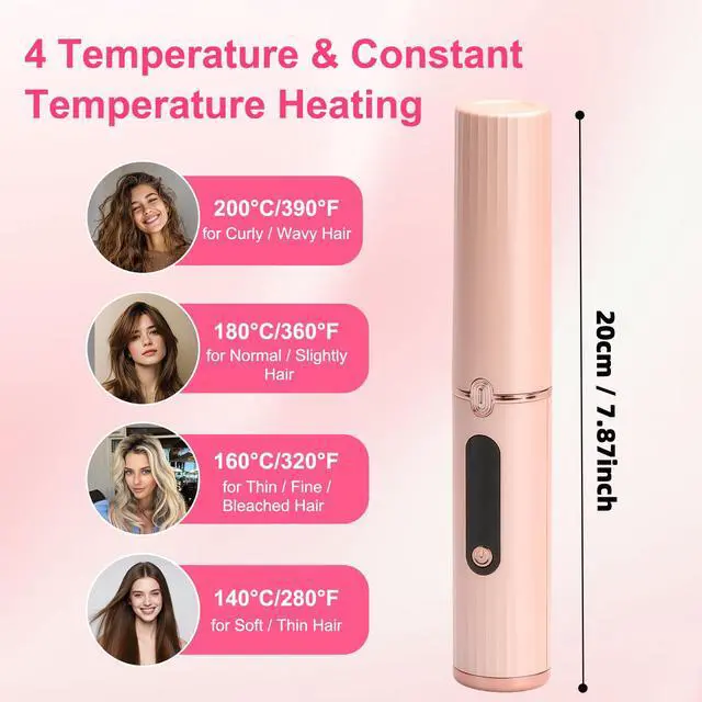 Alt view image 4 of 7 - Cordless Hair Straightener Brush, 500M Negative Ions Fast Heating Straightening Comb, Rechargeable Anti-Scald LED Display Hair Brush for Women, Travel Portable Styling Tool with 5D Dense Bristles