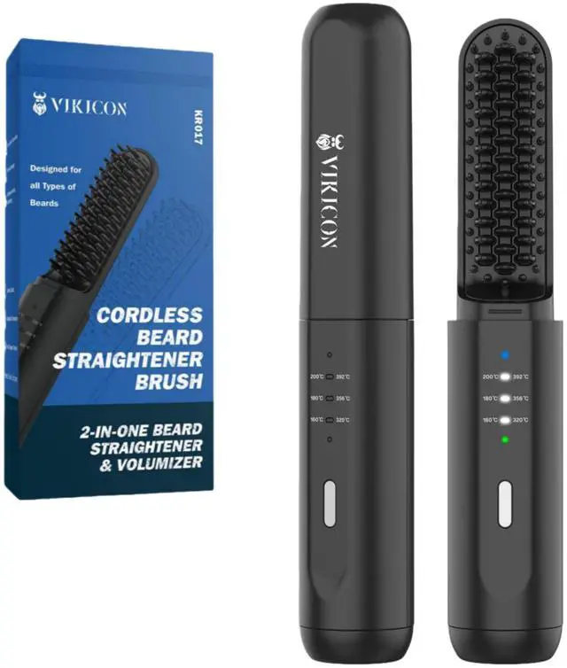 Main image of Beard Straightener for Men, Anti-Scald Cordless Heated Comb, Black