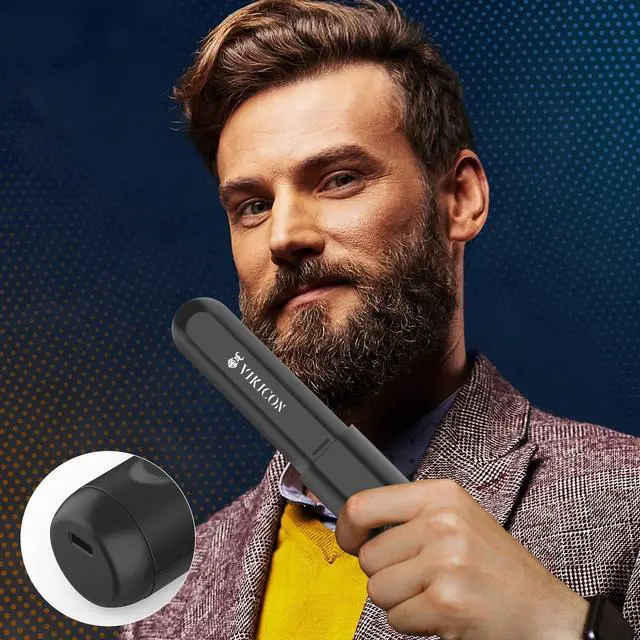 Alt view image 2 of 7 - Beard Straightener for Men, Anti-Scald Cordless Heated Comb, Black