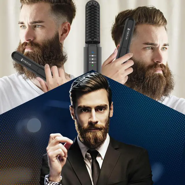 Alt view image 6 of 7 - Beard Straightener for Men, Anti-Scald Cordless Heated Comb, Black