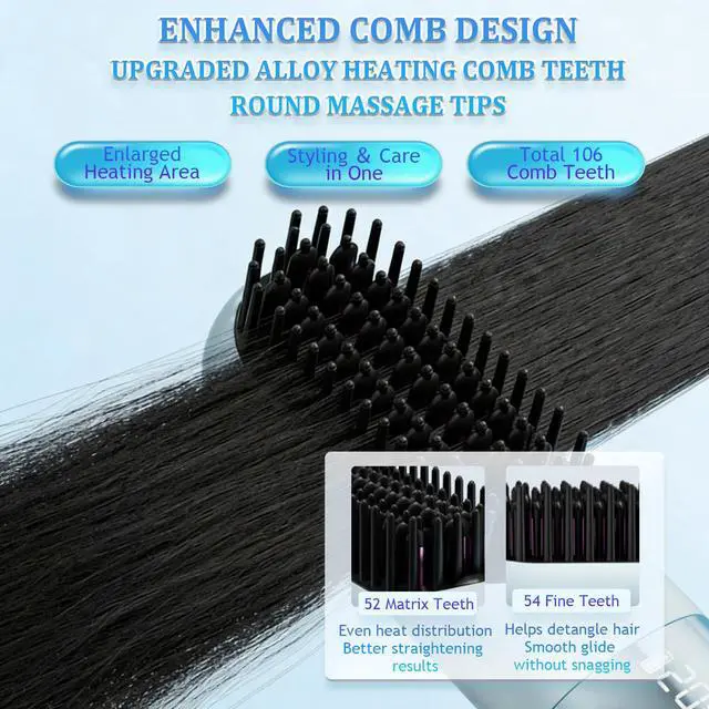 Alt view image 4 of 7 - Portable Straightener Brush, Cordless Hair Straightener Comb (Brown)