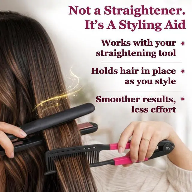 Alt view image 3 of 7 - Hair Straightening Comb for Flat Iron - Easy Styling & Parting