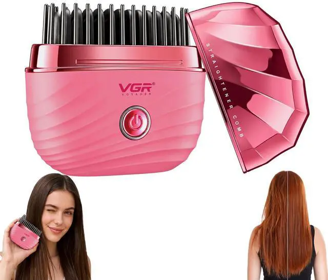 Main image of 587 Mini Hair Straightener Comb with 2 Heat Settings, Pink