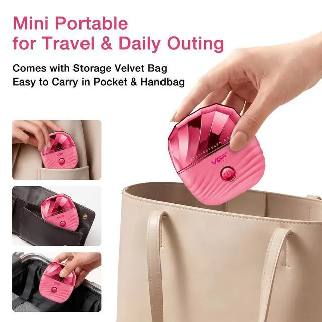 Alt view image 7 of 7 - 587 Mini Hair Straightener Comb with 2 Heat Settings, Pink