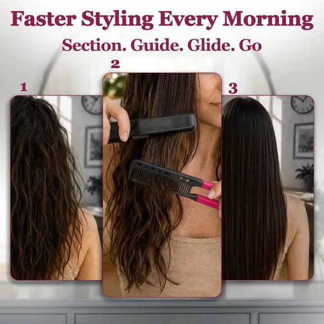 Alt view image 7 of 7 - Hair Straightening Comb for Flat Iron - Easy Styling & Parting