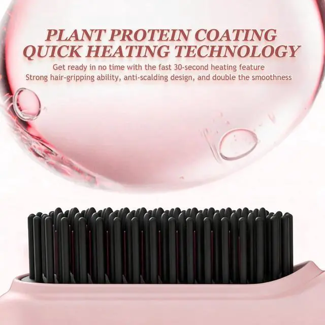 Alt view image 7 of 7 - Portable Cordless Negative Ion Hair Straightener Brush (Black)