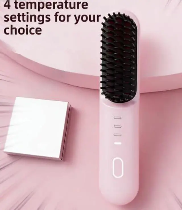 Alt view image 7 of 7 - Cordless Hair Straightener Brush 4 Temp Settings Ceramic Coating