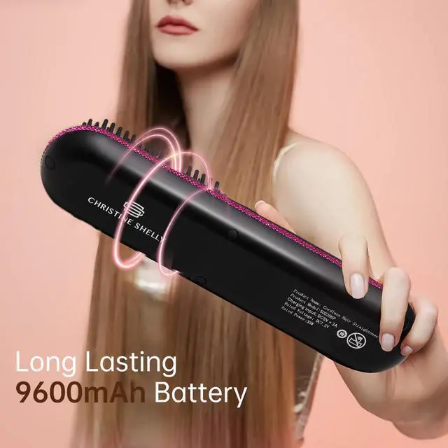Alt view image 2 of 7 - Hair Straightener Brush, Cordless Mini Straightening Brush