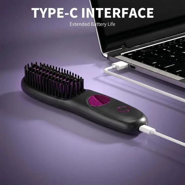 Alt view image 5 of 7 - Go Brush Pro 2026, Portable Hair Straightener Brush, Straightening Comb with 300M Negative Ions, 3 Temps Fast Heating, LED Display Screen, Ionic & Ceramic Care for Daily & Travel