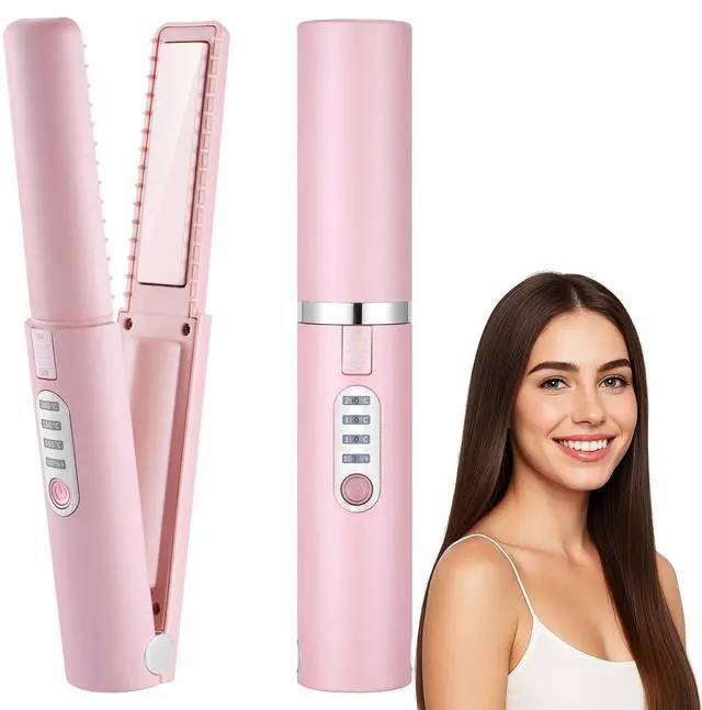 Main image of Cordless Mini Hair Straightener, USB-C Rechargeable Travel Flat Iron