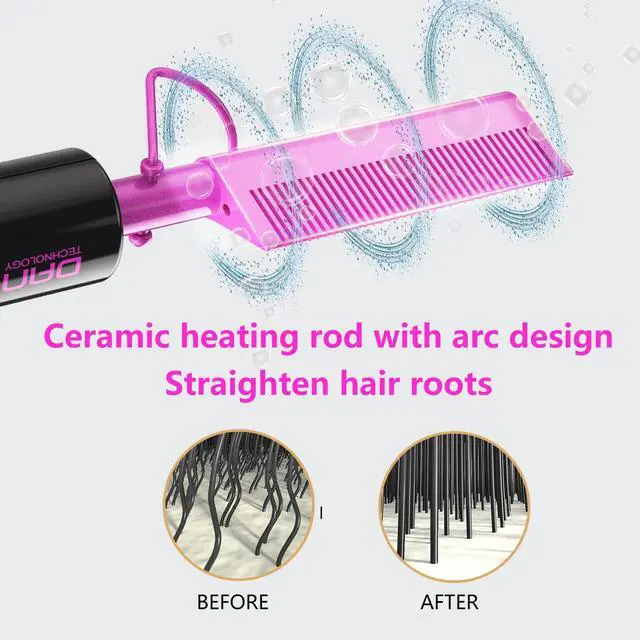 Alt view image 3 of 7 - Dual Voltage Ceramic Hair Straightener and Styling Comb - For Lace Front Wigs, Black Hair, and More