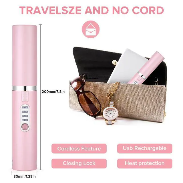 Alt view image 7 of 7 - Cordless Mini Hair Straightener, USB-C Rechargeable Travel Flat Iron