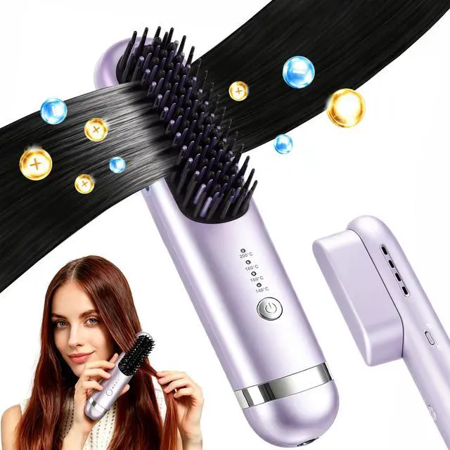 Main image of New Go Brush Pro 2026 Cordless Hair Straightener Brush, 280M Plasma, 1-Min MCH Fast Heat, 4000mAh 45-Min Runtime,TSA Mini& Travel,Auto Shut-Off,121 Teeth for Anti-Scald Frizz-Free Salon Smooth