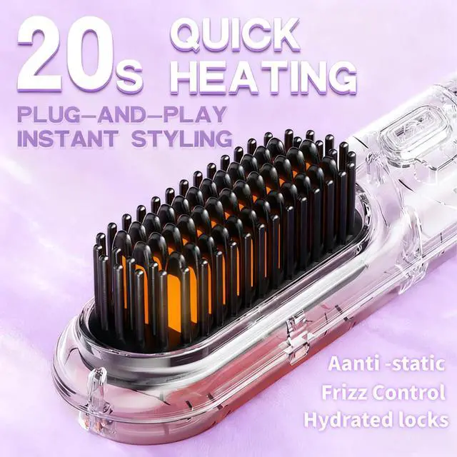 Alt view image 2 of 7 - Cordless Hair Straightener BrushGo Brush Pro for Short Hair with Million Negative Ions, Portable Mini Straightener Flat Iron 4 Temps Fast Heating Ceramic Coating,Hot Comb for Women Travel